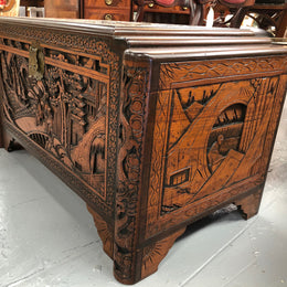 Beautiful carved Camphor wood Chest