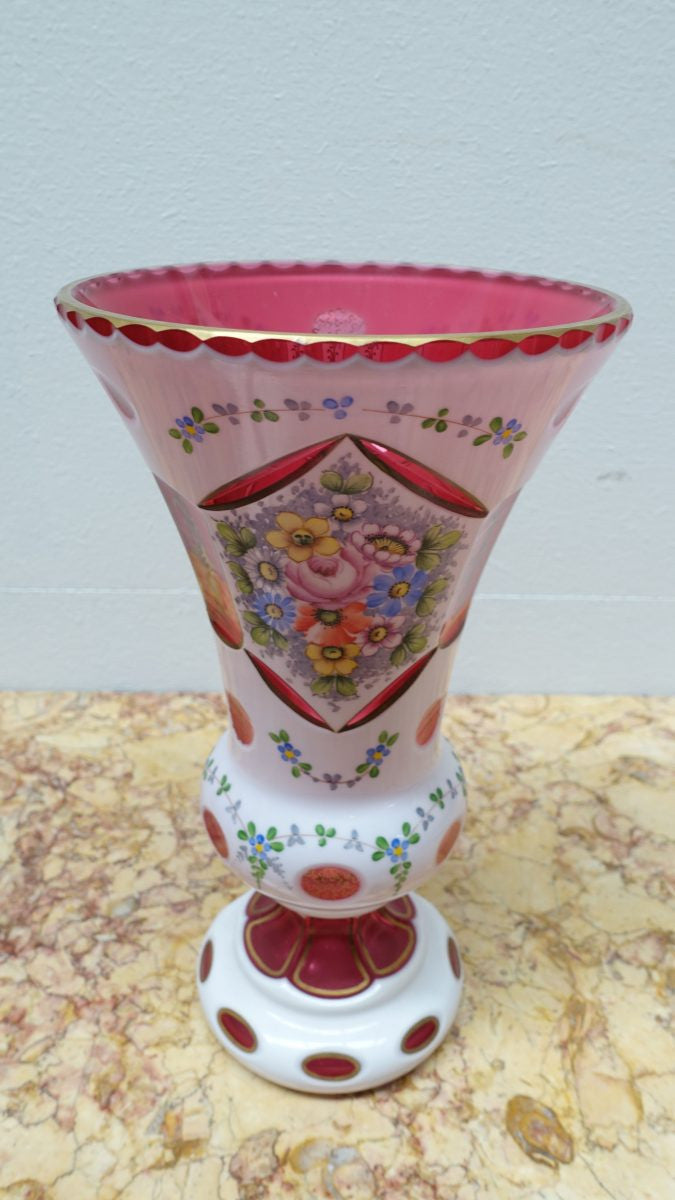 Bohemian Overlay Glass Vase | Antique & Vintage | Moonee Ponds Antiques | Australia Wide Delivery