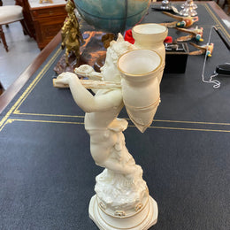 Victorian Porcelain Cherub Statue Posy Vase