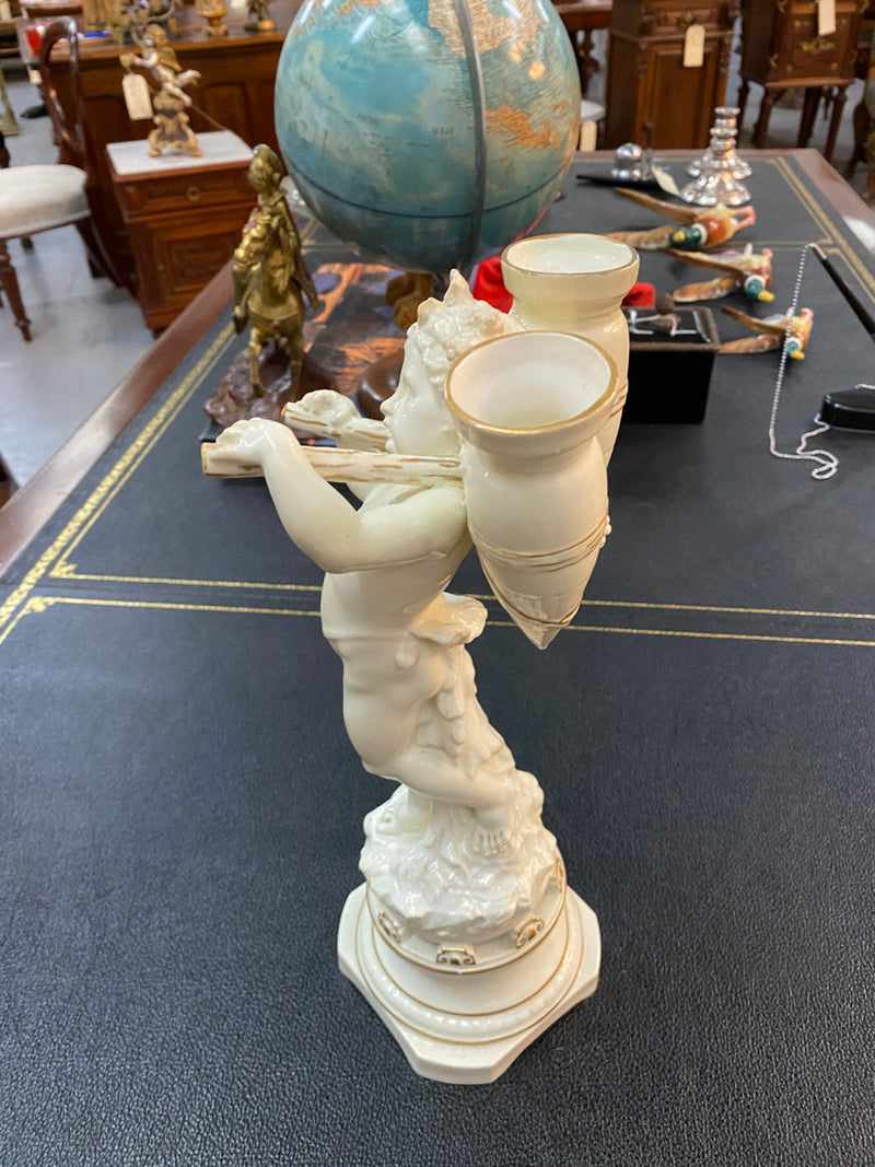 Victorian Porcelain Cherub Statue Posy Vase