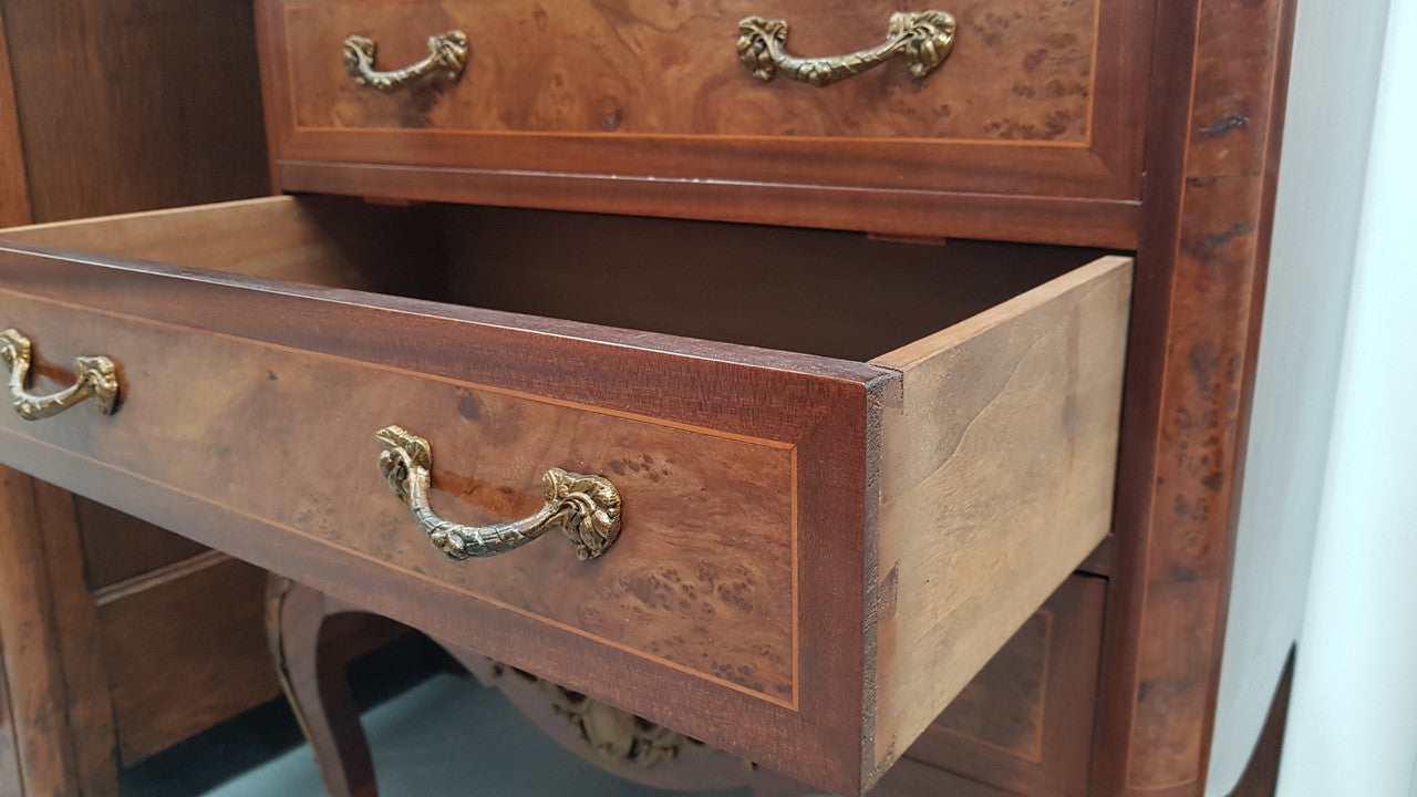 Louis XV Style Burr Walnut French Semainier | Antique & Vintage | Moonee Ponds Antiques | Australia Wide Delivery