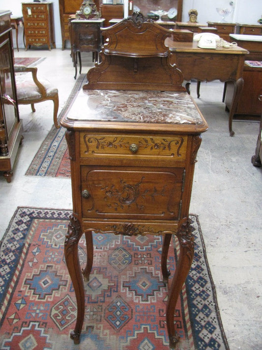 French Walnut Bedside Cabinet-2