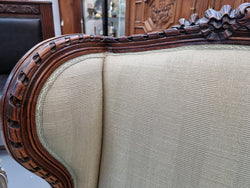 Beautifully Carved Louis XVI Walnut Upholstered Wingback Chair | Antique & Vintage | Moonee Ponds Antiques | Australia Wide Delivery