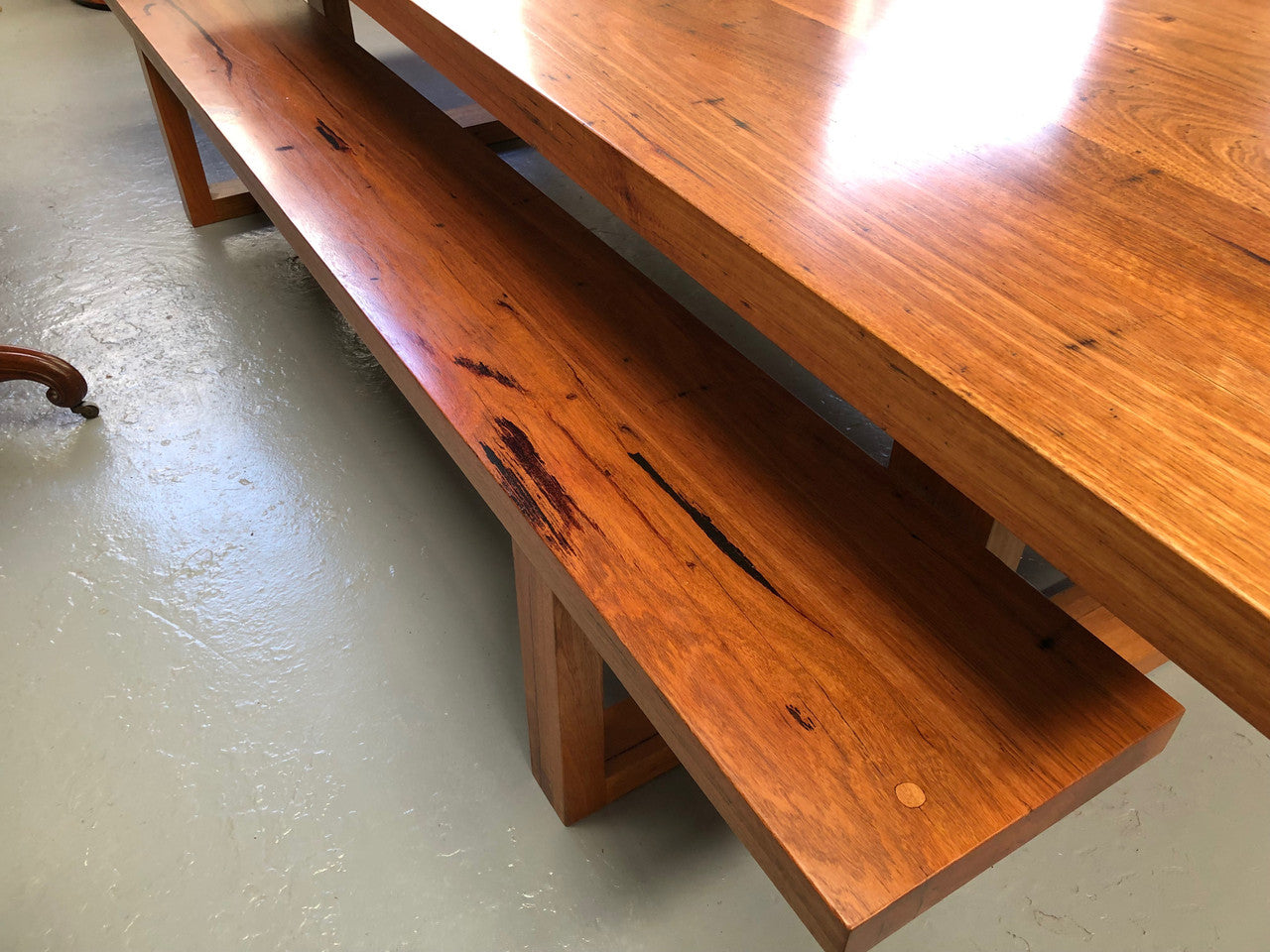 Industrial Style Dining Table and Bench Seats | Antique & Vintage | Moonee Ponds Antiques | Australia Wide Delivery