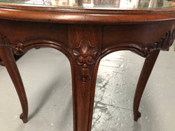 French Carved & Cane Round Table With A Glass Top | Antique & Vintage | Moonee Ponds Antiques | Australia Wide Delivery