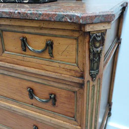 A Fabulous Continental 19th Century Walnut Three Drawer Commode