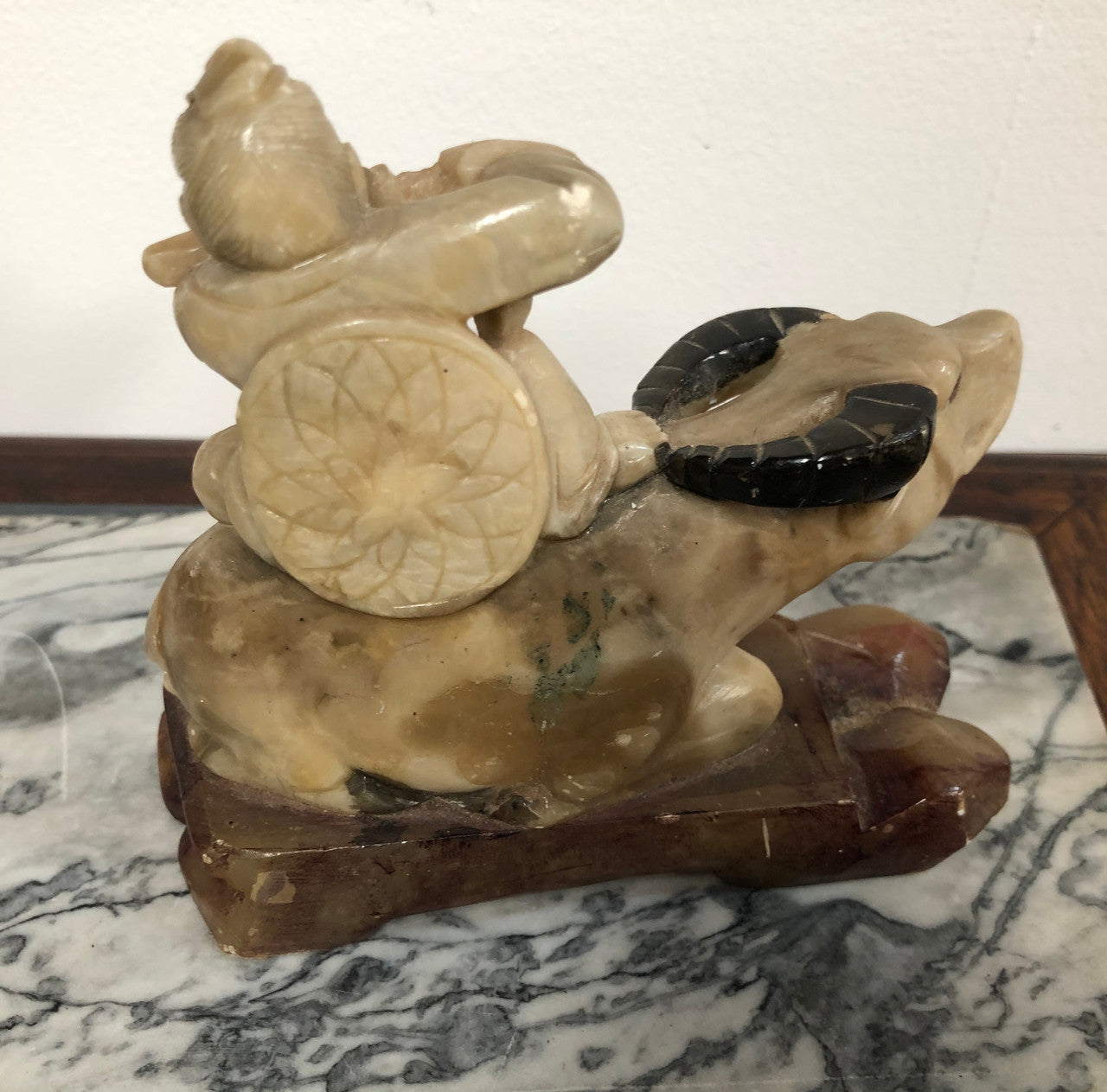 Antique Chinese Carved Soapstone Buffalo and man playing flute | Antique & Vintage | Moonee Ponds Antiques | Australia Wide Delivery