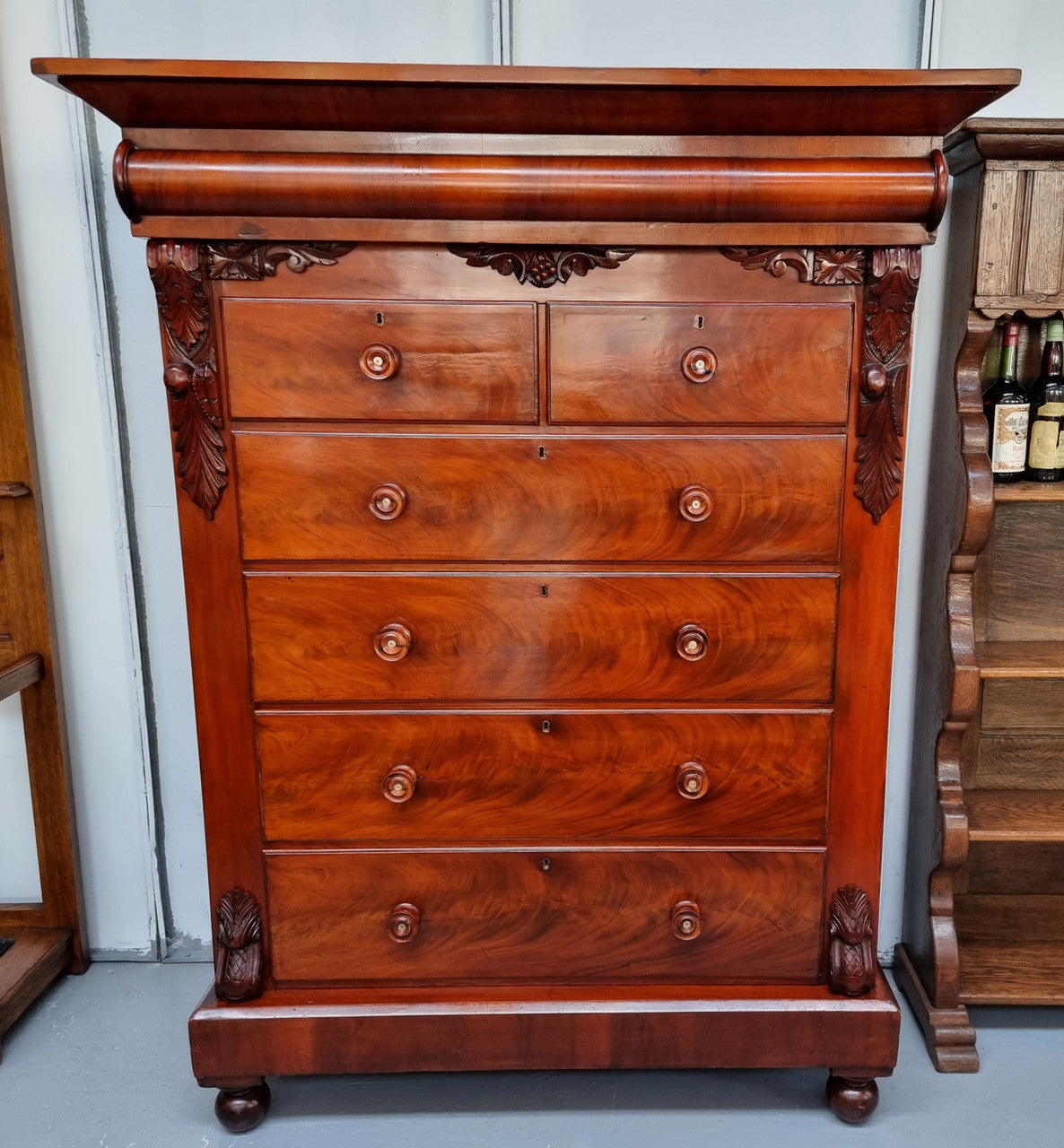 19th Century Scottish Flame Mahogany Tall Boy | Antique & Vintage | Moonee Ponds Antiques | Australia Wide Delivery