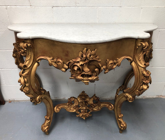 A very grand 19th century French marble top giltwood console. In very good original condition. Circa 1880.