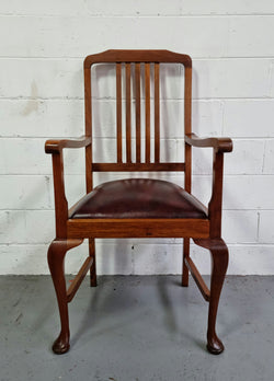 Black Wood Period Leather Seat Armchair | Antique & Vintage | Moonee Ponds Antiques | Australia Wide Delivery
