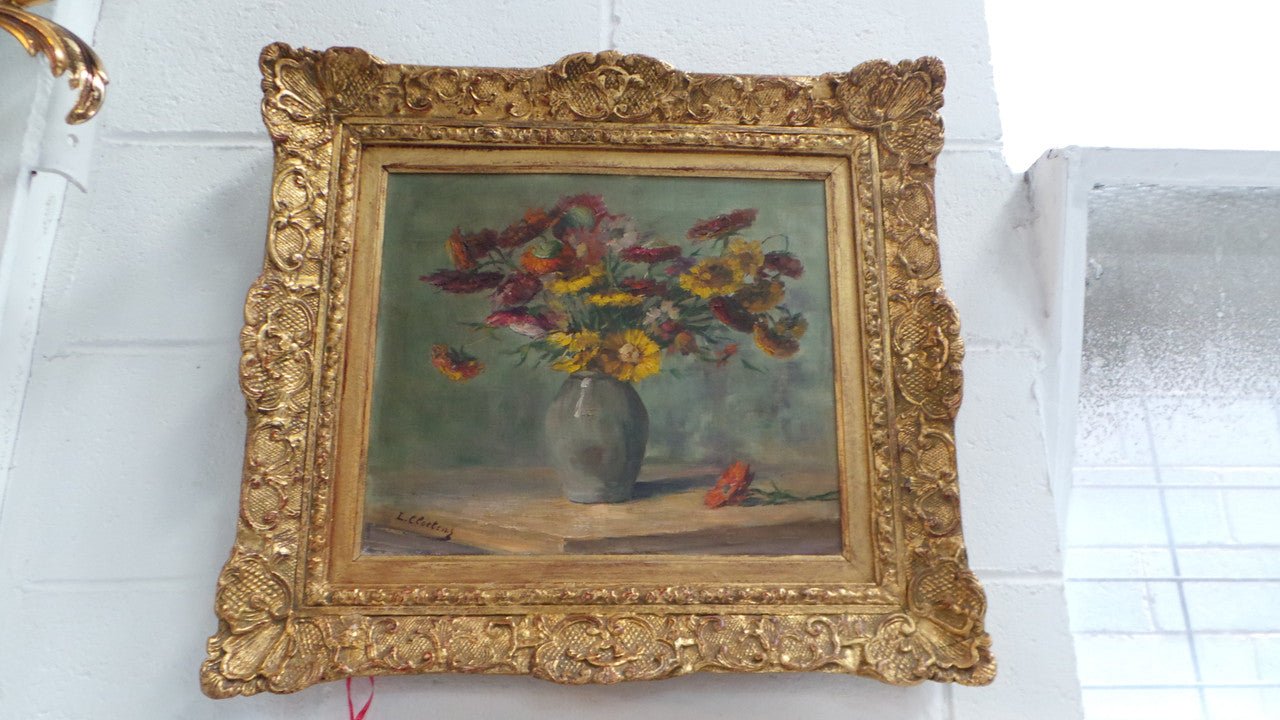 Absolutely Beautiful Antique French Floral Oil Painting