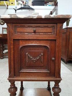 French Oak Marble Top Bedside Cabinet | Antique & Vintage | Moonee Ponds Antiques | Australia Wide Delivery