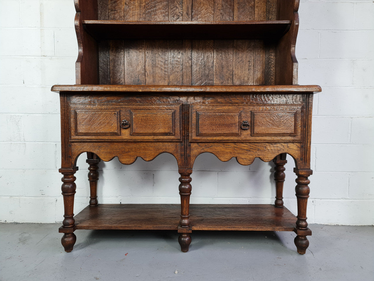 Rustic French Oak Three Shelf & Two Drawer Kitchen Dresser | Antique & Vintage | Moonee Ponds Antiques | Australia Wide Delivery