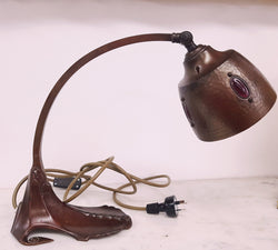 French Art Nouveau Jeweled & Copper Table Lamp | Antique & Vintage | Moonee Ponds Antiques | Australia Wide Delivery