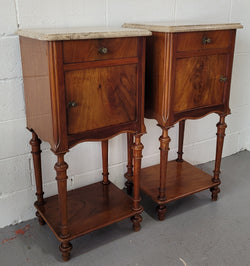 Pair of Louis XVI Style Walnut Bedsides With Attractive Marble | Antique & Vintage | Moonee Ponds Antiques | Australia Wide Delivery