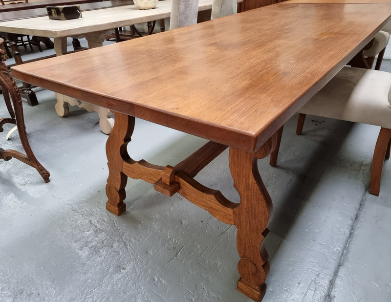 French light Oak Spanish style extension table. In good restored condition.