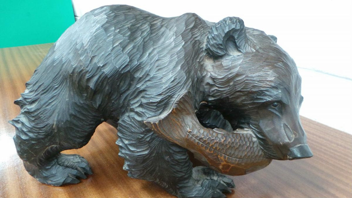 Japanese Hardwood Bear Statue