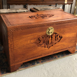 Chinese Carved Camphor Wood Chest