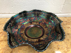 Large Carnival Glass Bowl With Fish Pattern | Antique & Vintage | Moonee Ponds Antiques | Australia Wide Delivery