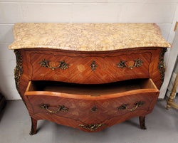 ** ON HOLD** Louis XV Style Two Drawer Marquetry Inlaid Kingwood Marble Top Commode | Antique & Vintage | Moonee Ponds Antiques | Australia Wide Delivery