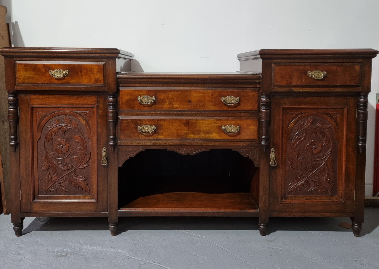 Walnut Sideboard Base Cupboards & Four Drawers