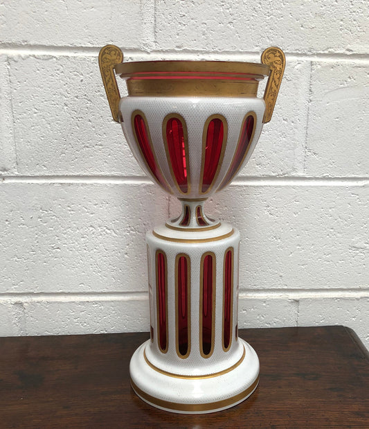 Stunning Victorian overlay ruby glass Centerpiece in good original condition.