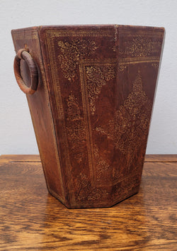Vintage Italian Tooled Leather Waste Bin | Antique & Vintage | Moonee Ponds Antiques | Australia Wide Delivery