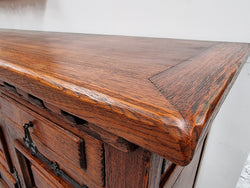 Large French Oak Spanish Style 4 Door Buffet | Antique & Vintage | Moonee Ponds Antiques | Australia Wide Delivery