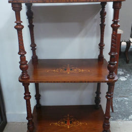 A Beautiful Victorian English Inlaid And Detailed Carved Whatnot
