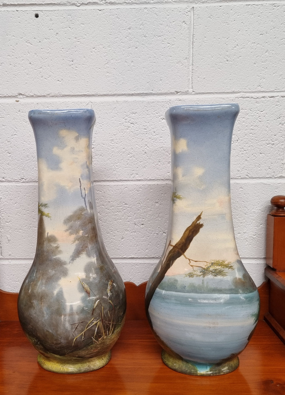 Pair of Victorian Hand Painted Decorative Vases | Antique & Vintage | Moonee Ponds Antiques | Australia Wide Delivery