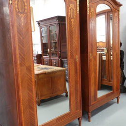 Rare Matching Pair Of French Inlaid Armoires