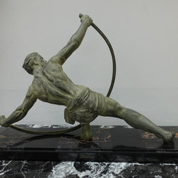 Art Deco Sculpture Of "The Bender" Signed By Jean De Roncourt With His Initials