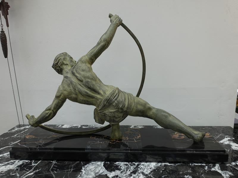 Art Deco Sculpture Of "The Bender" Signed By Jean De Roncourt With His Initials | Antique & Vintage | Moonee Ponds Antiques | Australia Wide Delivery