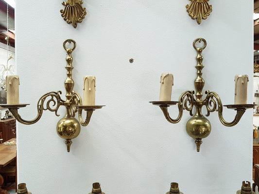 Set Of Four Elegant Brass Flemish Wall Sconces