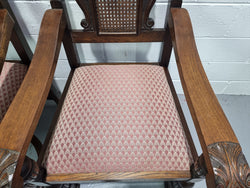 Pair Oak Jacobean Revival Carver Chairs with Cane Back | Antique & Vintage | Moonee Ponds Antiques | Australia Wide Delivery