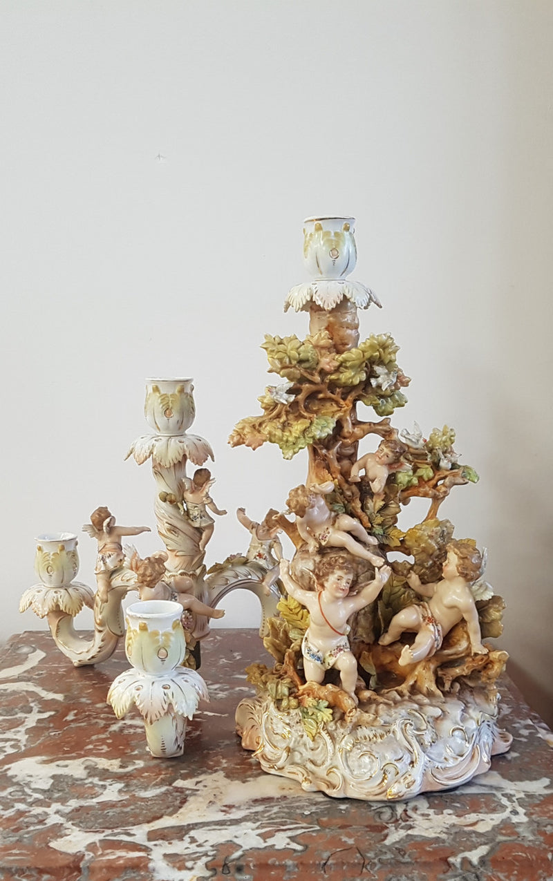 A superb 19th century Meissen style porcelain candelabra in good original condition.A superb 19th century Meissen style porcelain candelabra in good original condition.