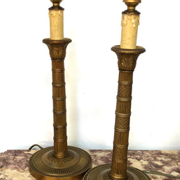 Beautiful pair of Antique decorative bronze gilt lamp bases that have been rewired and in good working order.
