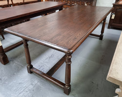 French Dark Oak Farmhouse Style Stretcher Base Dining Table | Antique & Vintage | Moonee Ponds Antiques | Australia Wide Delivery