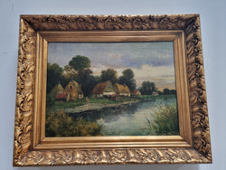 Beautiful Framed Country Scene Oil on Canvas | Antique & Vintage | Moonee Ponds Antiques | Australia Wide Delivery