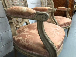 Pair Of French Louis XV Style Cane Back and Upholstered Seat Fauteuils | Antique & Vintage | Moonee Ponds Antiques | Australia Wide Delivery