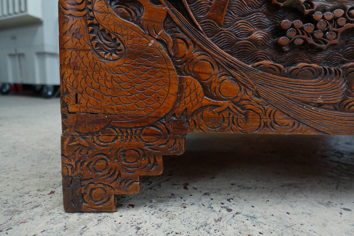 Carved Chinese Camphor Wood Trunk