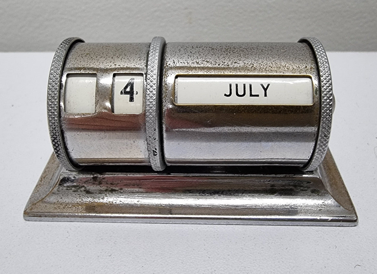 Art Deco Chrome Desk Perpetual Calendar