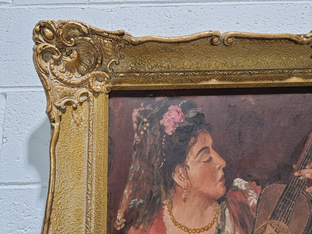 French Signed "The Serenade" Oil On Canvas Painting | Antique & Vintage | Moonee Ponds Antiques | Australia Wide Delivery