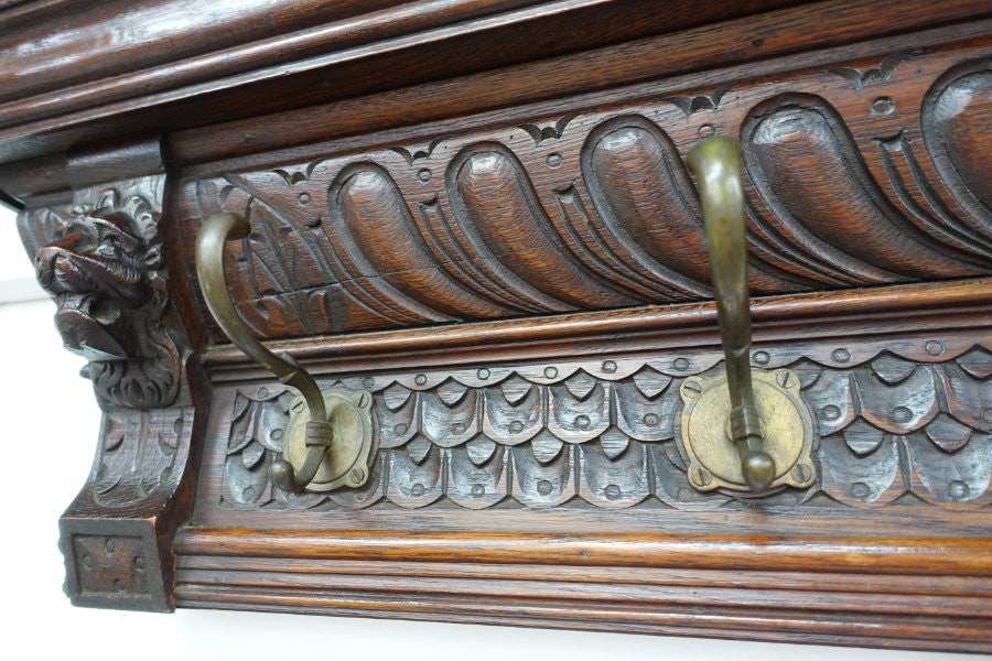 19th Century French Oak Coat Rack