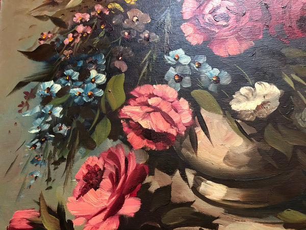 Beautiful French Framed Floral Oil On Canvas