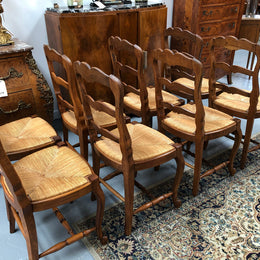 Fabulous Set of 8 French oak Dining Chairs