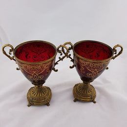 Pair of Ruby Glass Vases