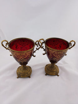 Pair of Ruby Glass Vases | Antique & Vintage | Moonee Ponds Antiques | Australia Wide Delivery