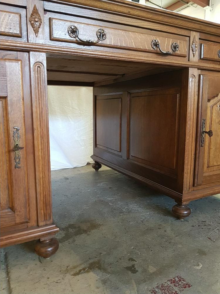 French Oak Partners Desk | Antique & Vintage | Moonee Ponds Antiques | Australia Wide Delivery