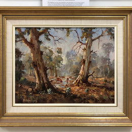 Oil On Board By Bill Ambagtsheer Titled "Grazing Near Beechworth "